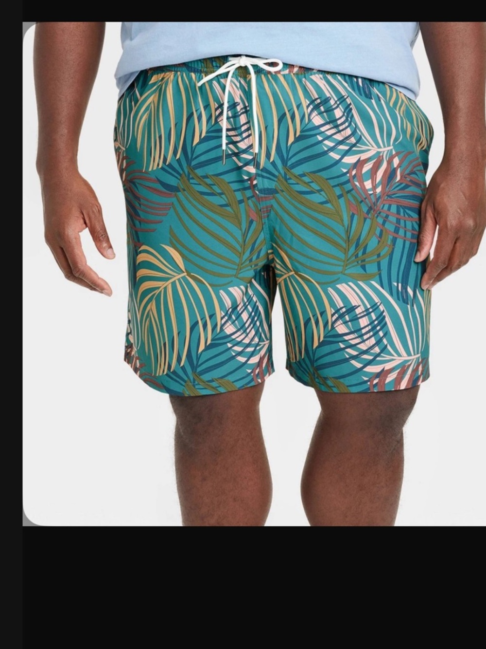 Goodfellow & Co Teal Tropical Leaf Swim Trunks 5XL